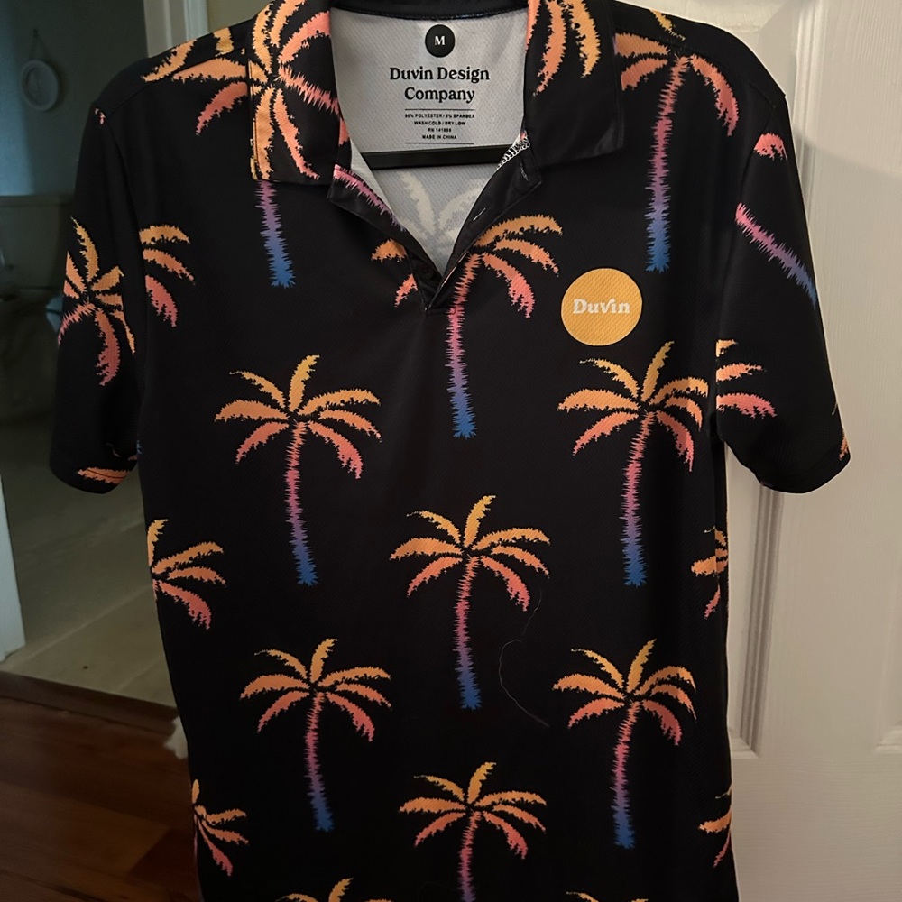 Duvin Black Palm Tree Polo Shirt